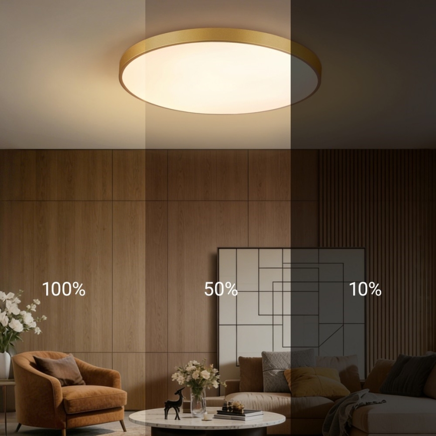 Immax NEO 07311L - Plafonnier LED dimmable SEMPLICI LED/96W/230V Ø 80 cm Wi-Fi Tuya doré + télécommande