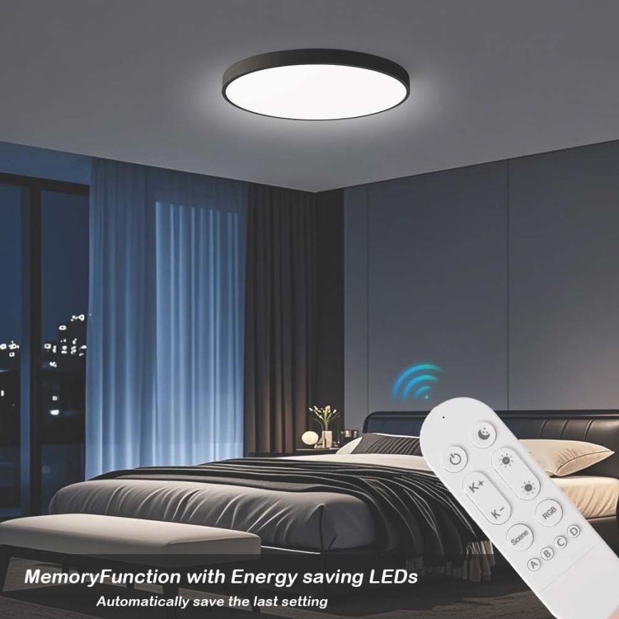 Immax NEO 07313L - LED-dimmbare Deckenleuchte SEMPLICI LED/96W/230V Ø 80 cm Wi-Fi Tuya schwarz + Fernbedienung
