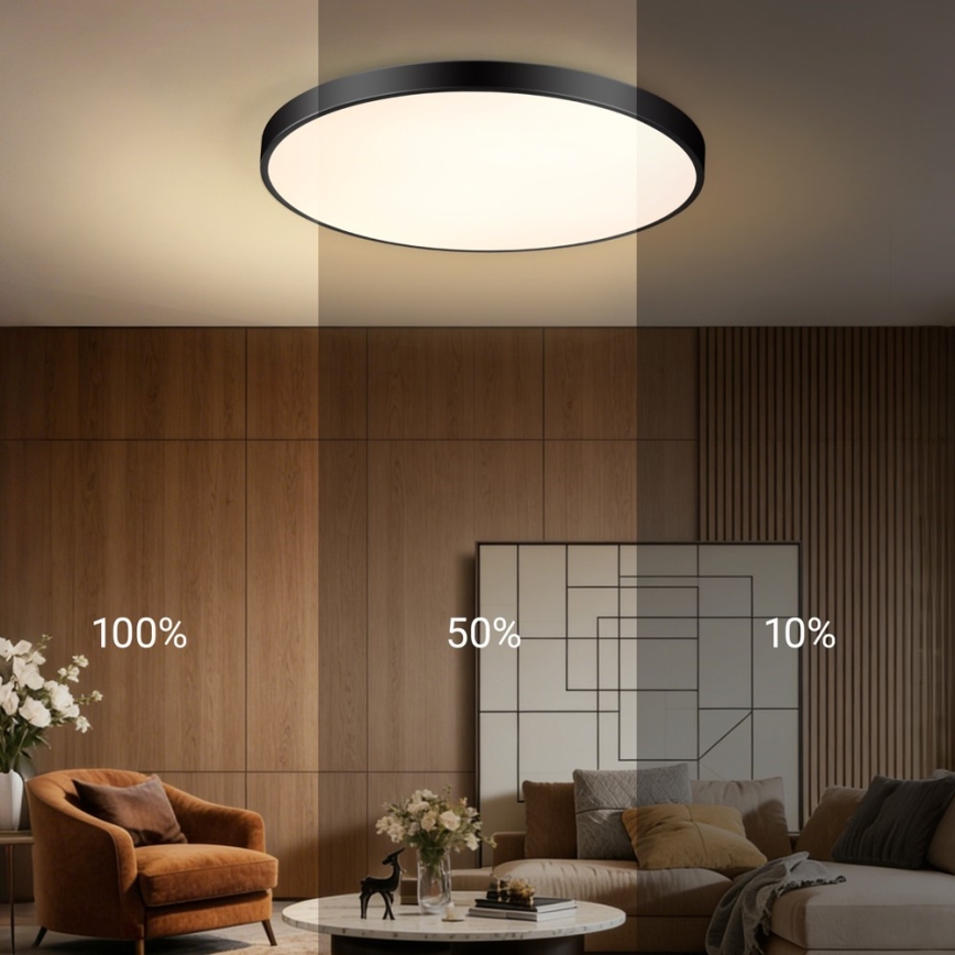 Immax NEO 07313L - LED-dimmbare Deckenleuchte SEMPLICI LED/96W/230V Ø 80 cm Wi-Fi Tuya schwarz + Fernbedienung