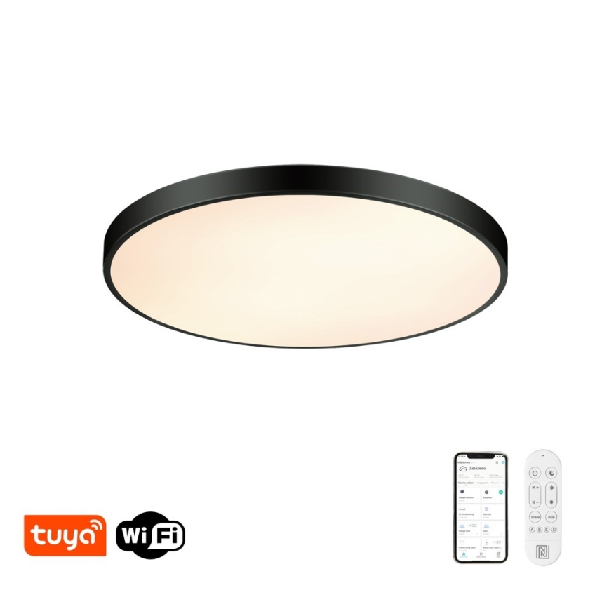 Immax NEO 07313L - Plafoniera dimmerabile a LED SEMPLICI LED/96W/230V Ø 80 cm Wi‑Fi Tuya, nera + telecomando