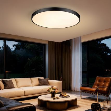 Immax NEO 07313L - Plafoniera dimmerabile a LED SEMPLICI LED/96W/230V Ø 80 cm Wi‑Fi Tuya, nera + telecomando