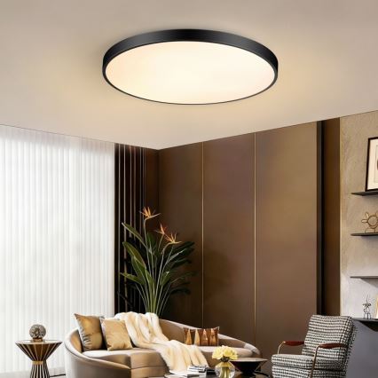 Immax NEO 07313L - Plafoniera dimmerabile a LED SEMPLICI LED/96W/230V Ø 80 cm Wi‑Fi Tuya, nera + telecomando