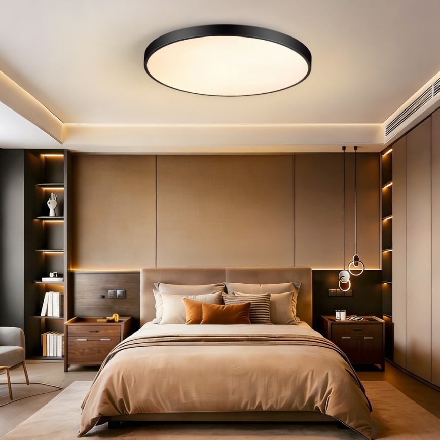 Immax NEO 07313L - Plafoniera dimmerabile a LED SEMPLICI LED/96W/230V Ø 80 cm Wi‑Fi Tuya, nera + telecomando