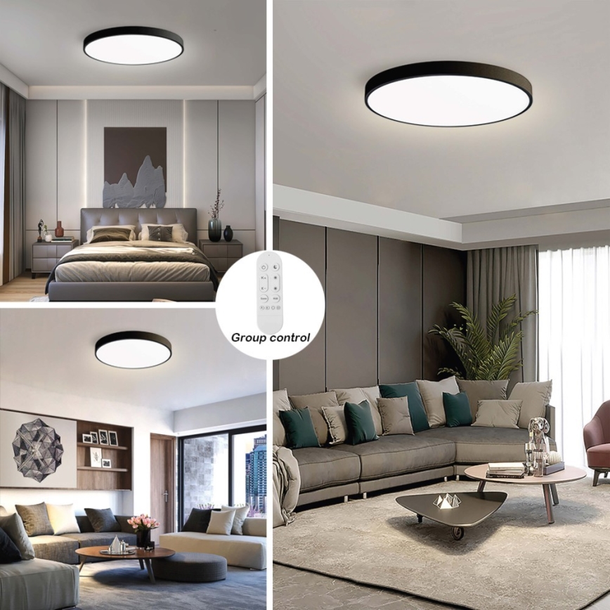 Immax NEO 07313L - Plafoniera dimmerabile a LED SEMPLICI LED/96W/230V Ø 80 cm Wi‑Fi Tuya, nera + telecomando