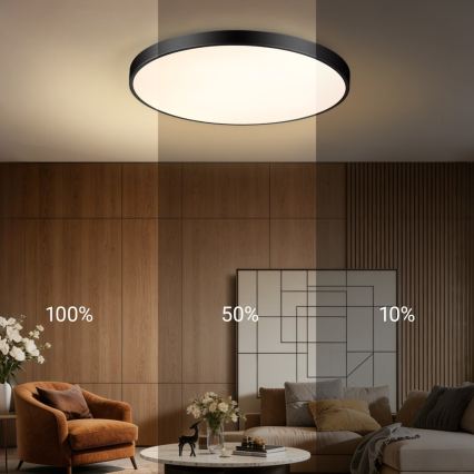 Immax NEO 07313L - Plafoniera dimmerabile a LED SEMPLICI LED/96W/230V Ø 80 cm Wi‑Fi Tuya, nera + telecomando