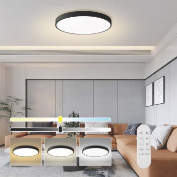 Immax NEO 07313L - Plafoniera dimmerabile a LED SEMPLICI LED/96W/230V Ø 80 cm Wi‑Fi Tuya, nera + telecomando