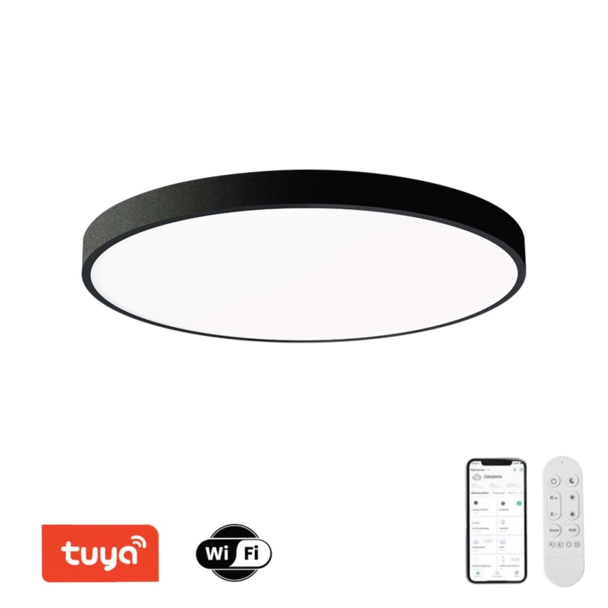 Immax NEO 07314L - Plafoniera LED dimmerabile SEMPLICI LED/128W/230V Ø 100 cm Wi-Fi Tuya nero + telecomando