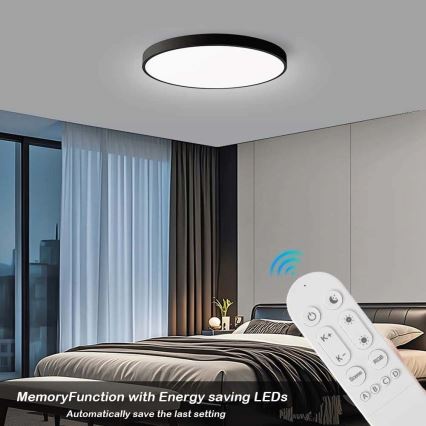 Immax NEO 07314L - Plafoniera LED dimmerabile SEMPLICI LED/128W/230V Ø 100 cm Wi-Fi Tuya nero + telecomando