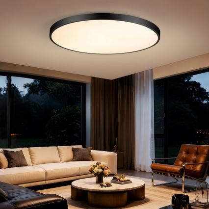 Immax NEO 07314L - Plafoniera LED dimmerabile SEMPLICI LED/128W/230V Ø 100 cm Wi-Fi Tuya nero + telecomando