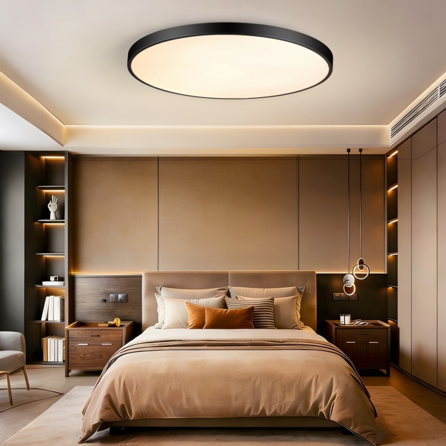 Immax NEO 07314L - Plafoniera LED dimmerabile SEMPLICI LED/128W/230V Ø 100 cm Wi-Fi Tuya nero + telecomando