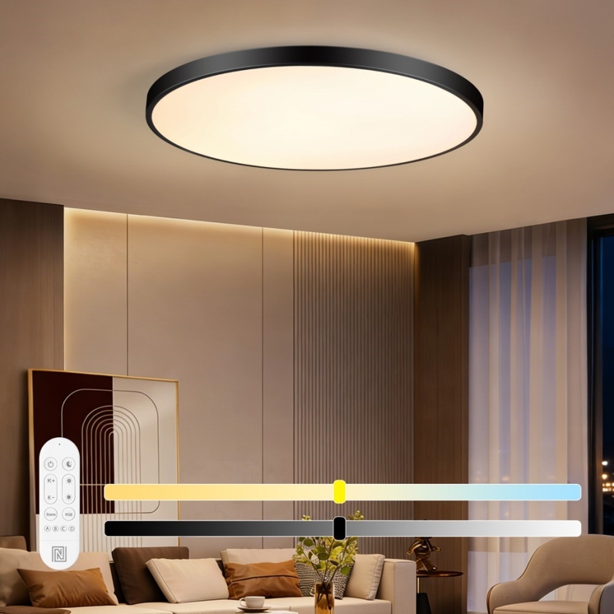 Immax NEO 07314L - Plafoniera LED dimmerabile SEMPLICI LED/128W/230V Ø 100 cm Wi-Fi Tuya nero + telecomando