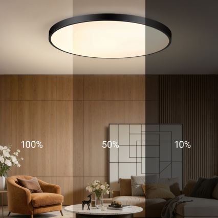 Immax NEO 07314L - Plafoniera LED dimmerabile SEMPLICI LED/128W/230V Ø 100 cm Wi-Fi Tuya nero + telecomando
