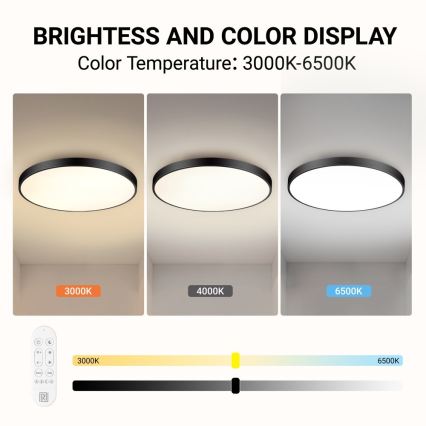 Immax NEO 07314L - Plafoniera LED dimmerabile SEMPLICI LED/128W/230V Ø 100 cm Wi-Fi Tuya nero + telecomando