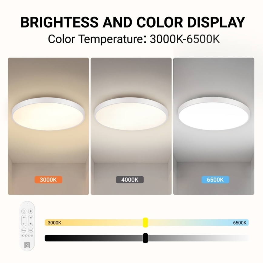 Immax NEO 07315L - Plafoniera LED dimmerabile SEMPLICI LED/96W/230V Ø 80 cm Wi-Fi Tuya bianco + telecomando