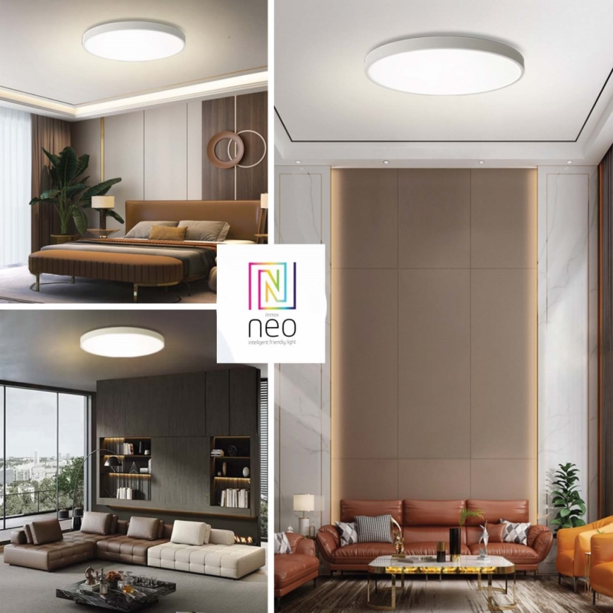 Immax NEO 07315L - Plafoniera LED dimmerabile SEMPLICI LED/96W/230V Ø 80 cm Wi-Fi Tuya bianco + telecomando