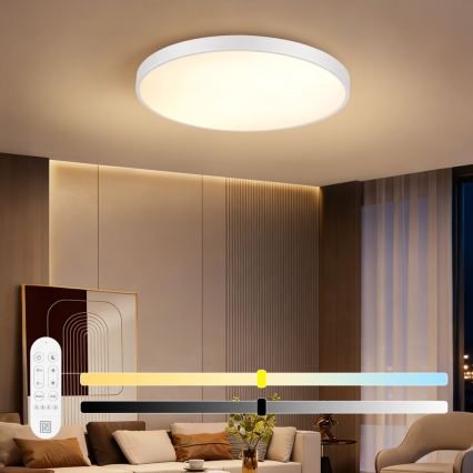 Immax NEO 07315L - Plafonnier LED dimmable SEMPLICI LED/96W/230V Ø 80 cm Wi‑Fi Tuya blanc + télécommande