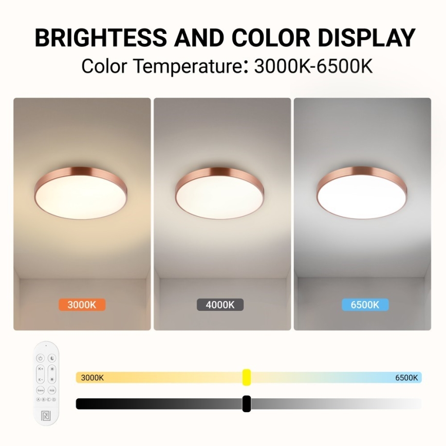 Immax NEO 07321L - dimmbare LED-Deckenleuchte NEO LITE SEMPLICI LED/36W/230V Ø 40 cm kupferfarben + Fernbedienung
