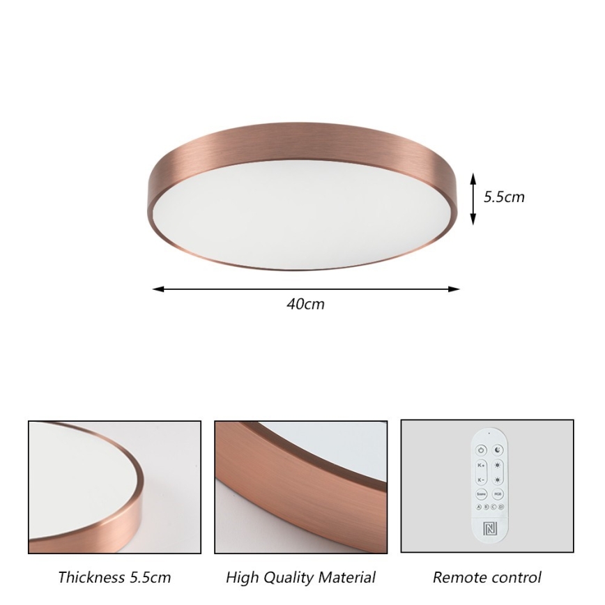 Immax NEO 07321L - dimmbare LED-Deckenleuchte NEO LITE SEMPLICI LED/36W/230V Ø 40 cm kupferfarben + Fernbedienung