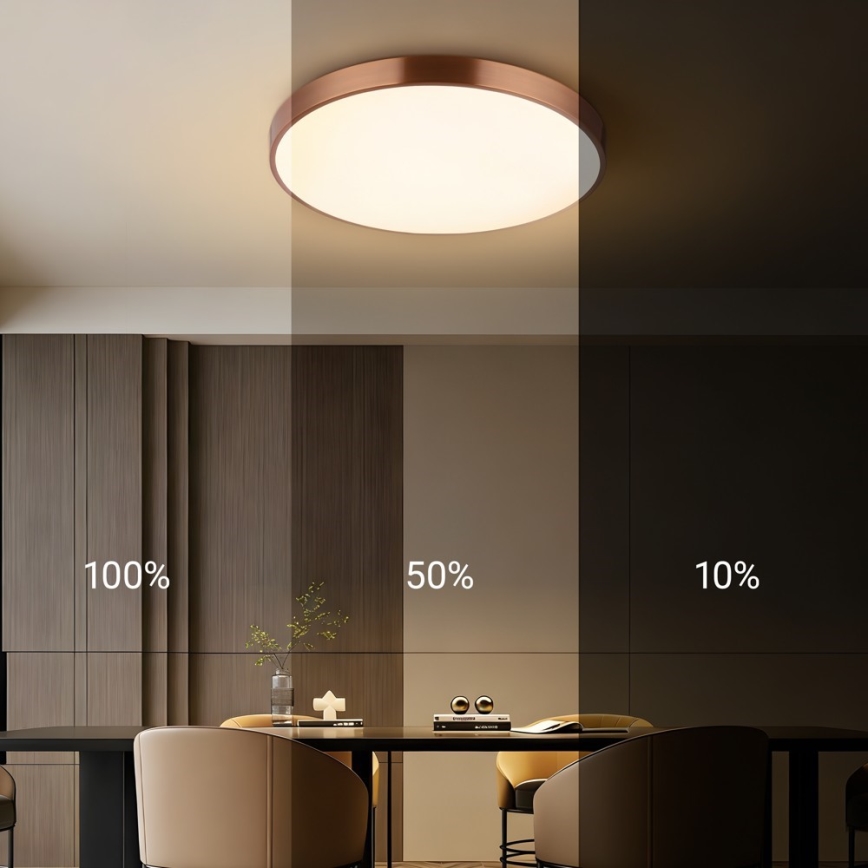 Immax NEO 07322L - Plafonnier LED dimmable NEO LITE SEMPLICI LED/60W/230V Ø 60 cm compatible Tuya, finition or rose, avec télécommande