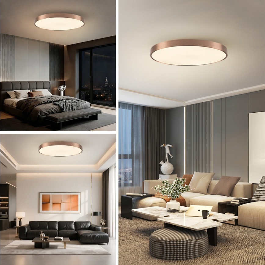 Immax NEO 07323L - Plafoniera dimmerabile a LED SEMPLICI LED/96W/230V Ø 80 cm Wi-Fi Tuya oro rosa + telecomando