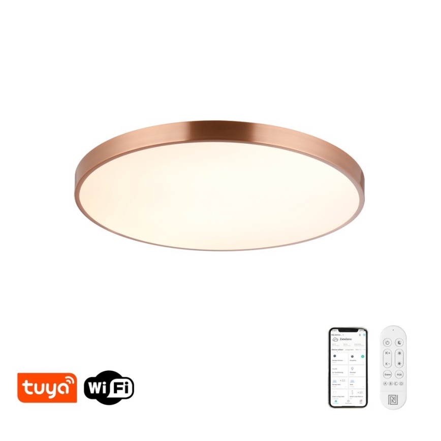 Immax NEO 07323L - Plafonnier LED dimmable SEMPLICI LED/96W/230V Ø 80 cm Wi‑Fi Tuya or rose + télécommande