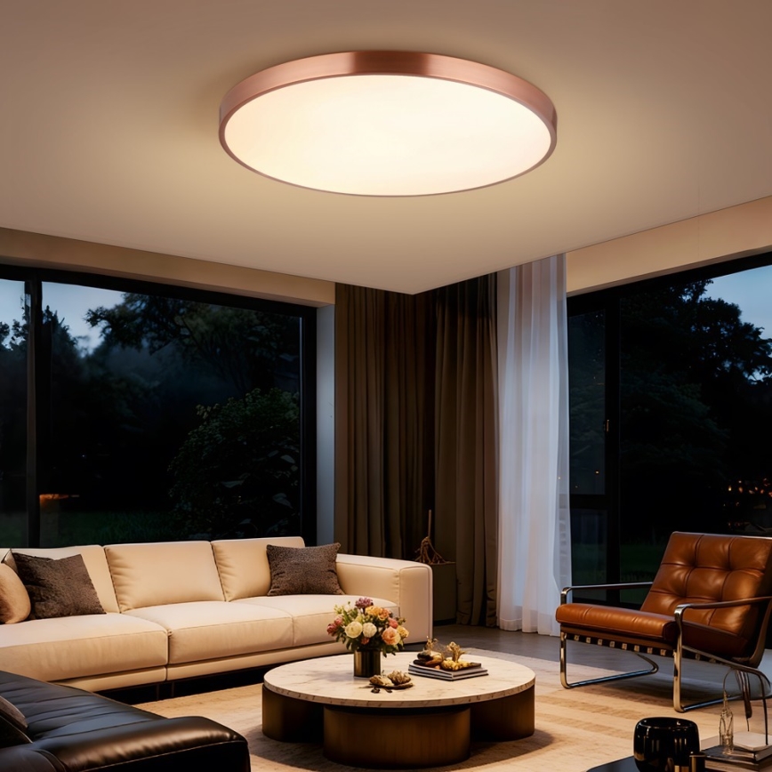 Immax NEO 07323L - Plafonnier LED dimmable SEMPLICI LED/96W/230V Ø 80 cm Wi‑Fi Tuya or rose + télécommande