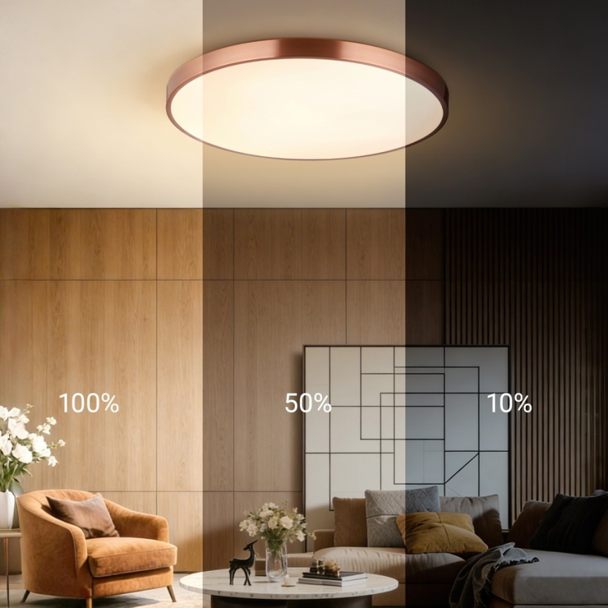 Immax NEO 07323L - Plafonnier LED dimmable SEMPLICI LED/96W/230V Ø 80 cm Wi‑Fi Tuya or rose + télécommande