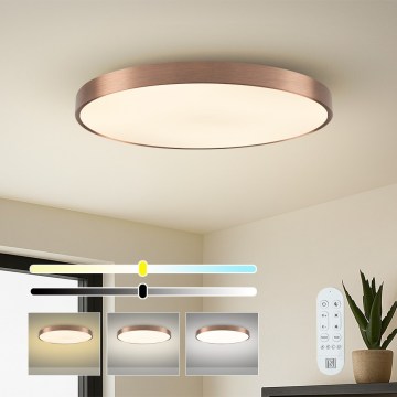 Immax NEO 07323L - Plafoniera dimmerabile a LED SEMPLICI LED/96W/230V Ø 80 cm Wi-Fi Tuya oro rosa + telecomando