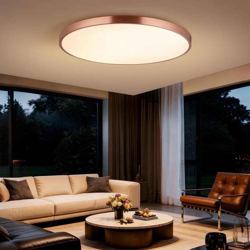 Immax NEO 07324L - dimmbare LED-Deckenleuchte SEMPLICI LED/128W/230V Ø 100 cm, Wi‑Fi (Tuya), Gold, inkl. Fernbedienung