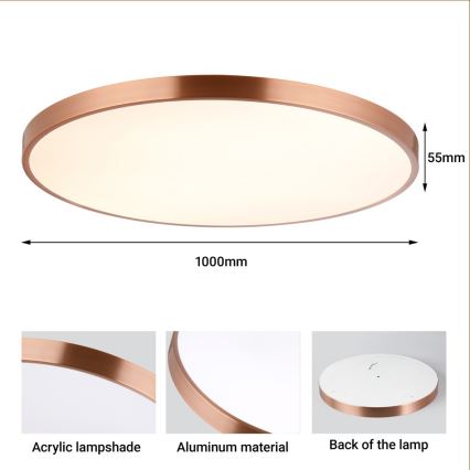 Immax NEO 07324L - dimmbare LED-Deckenleuchte SEMPLICI LED/128W/230V Ø 100 cm, Wi‑Fi (Tuya), Gold, inkl. Fernbedienung