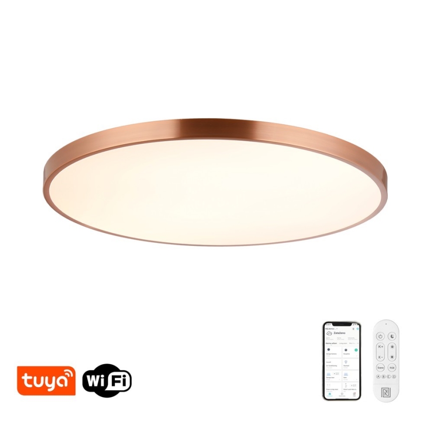 Immax NEO 07324L - Plafoniera dimmerabile a LED SEMPLICI LED/128W/230V Ø 100 cm Wi-Fi Tuya oro + telecomando