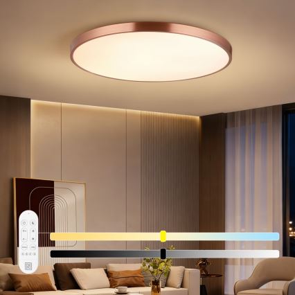 Immax NEO 07324L - Plafoniera dimmerabile a LED SEMPLICI LED/128W/230V Ø 100 cm Wi-Fi Tuya oro + telecomando