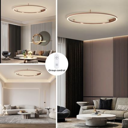 Immax NEO 07325-120C - Plafonnier LED dimmable FINO LED/72W/230V 120 cm Tuya or rose + télécommande