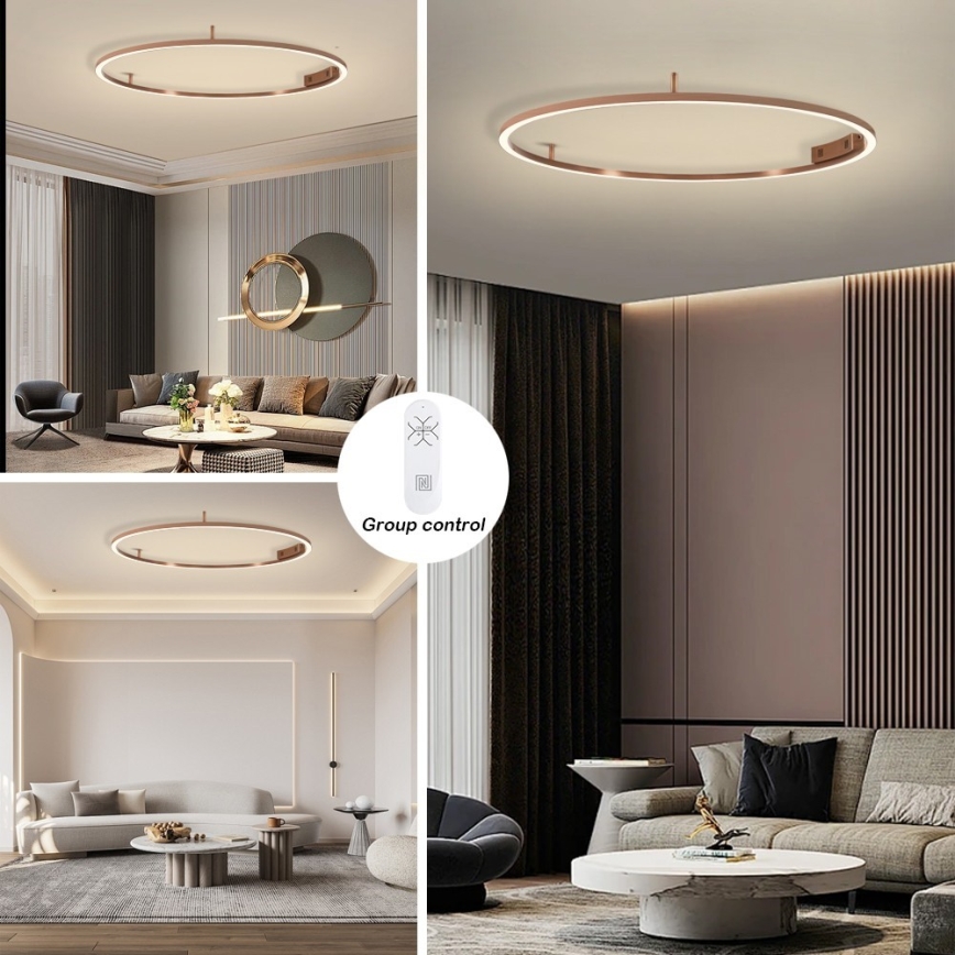 Immax NEO 07325-120C - Plafonnier LED dimmable FINO LED/72W/230V 120 cm Tuya or rose + télécommande