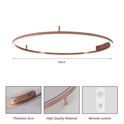 Immax NEO 07325-120C - Plafonnier LED dimmable FINO LED/72W/230V 120 cm Tuya or rose + télécommande