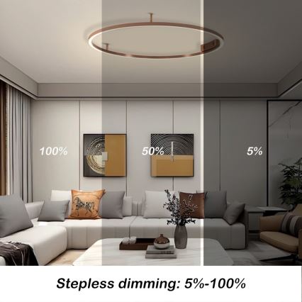 Immax NEO 07326-80C - FINO dimmbare LED-Deckenleuchte LED/55W/230V 80 cm Tuya Roségold + Fernbedienung