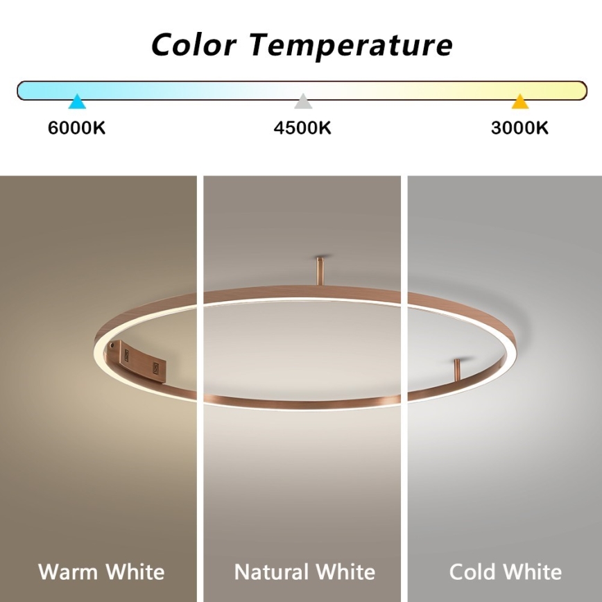 Immax NEO 07326-80C - Plafonnier LED dimmable FINO LED/55W/230V 80 cm Tuya or rose + télécommande