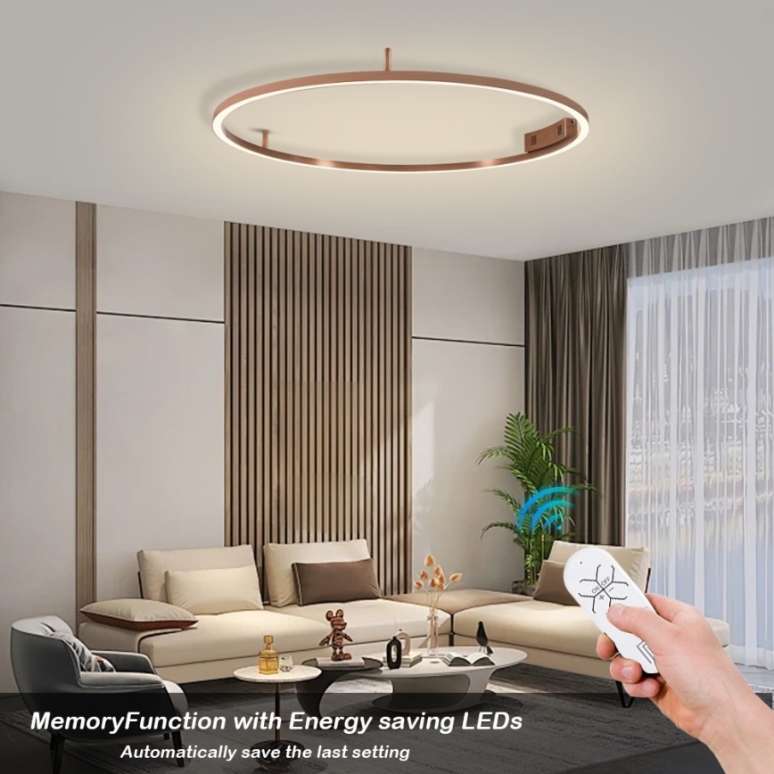 Immax NEO 07326-80C - Plafonnier LED dimmable FINO LED/55W/230V 80 cm Tuya or rose + télécommande