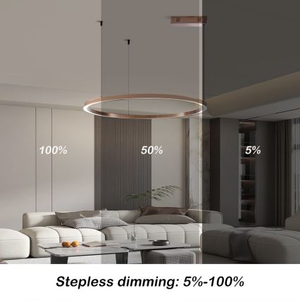 Immax NEO 07327L - dimmbare LED-Pendelleuchte FINO an Kabel LED/55W/230V 80 cm roségold Tuya + Fernbedienung