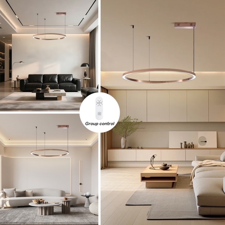 Immax NEO 07327L - dimmbare LED-Pendelleuchte FINO an Kabel LED/55W/230V 80 cm roségold Tuya + Fernbedienung