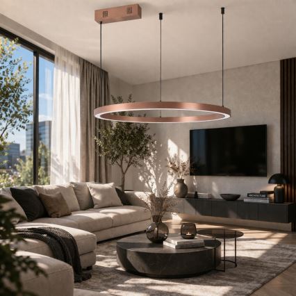 Immax NEO 07327L - dimmbare LED-Pendelleuchte FINO an Kabel LED/55W/230V 80 cm roségold Tuya + Fernbedienung