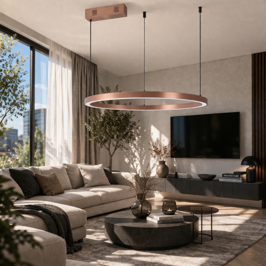 Immax NEO 07327L - dimmbare LED-Pendelleuchte FINO an Kabel LED/55W/230V 80 cm roségold Tuya + Fernbedienung