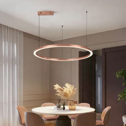 Immax NEO 07327L - dimmbare LED-Pendelleuchte FINO an Kabel LED/55W/230V 80 cm roségold Tuya + Fernbedienung