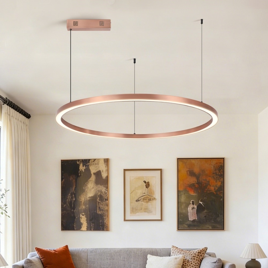 Immax NEO 07327L - dimmbare LED-Pendelleuchte FINO an Kabel LED/55W/230V 80 cm roségold Tuya + Fernbedienung
