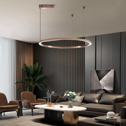Immax NEO 07327L - dimmbare LED-Pendelleuchte FINO an Kabel LED/55W/230V 80 cm roségold Tuya + Fernbedienung