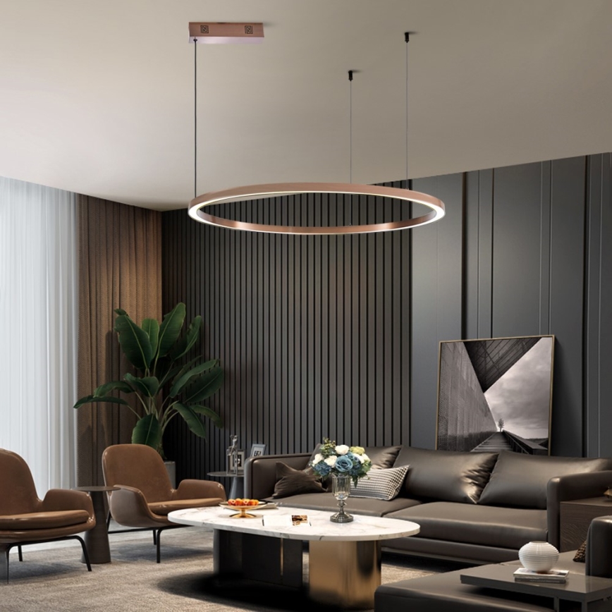 Immax NEO 07327L - dimmbare LED-Pendelleuchte FINO an Kabel LED/55W/230V 80 cm roségold Tuya + Fernbedienung