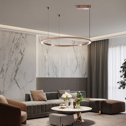 Immax NEO 07327L - dimmbare LED-Pendelleuchte FINO an Kabel LED/55W/230V 80 cm roségold Tuya + Fernbedienung