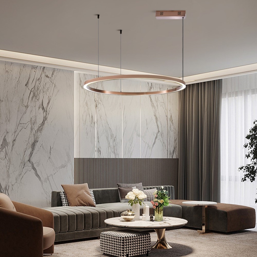 Immax NEO 07327L - dimmbare LED-Pendelleuchte FINO an Kabel LED/55W/230V 80 cm roségold Tuya + Fernbedienung
