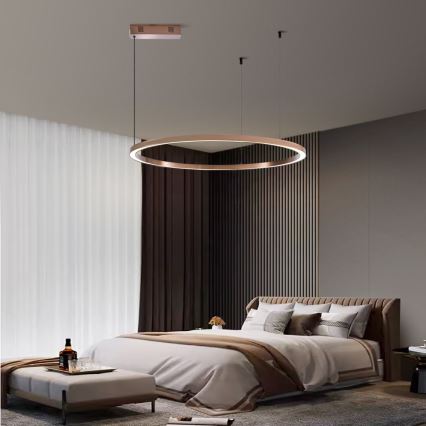 Immax NEO 07327L - dimmbare LED-Pendelleuchte FINO an Kabel LED/55W/230V 80 cm roségold Tuya + Fernbedienung