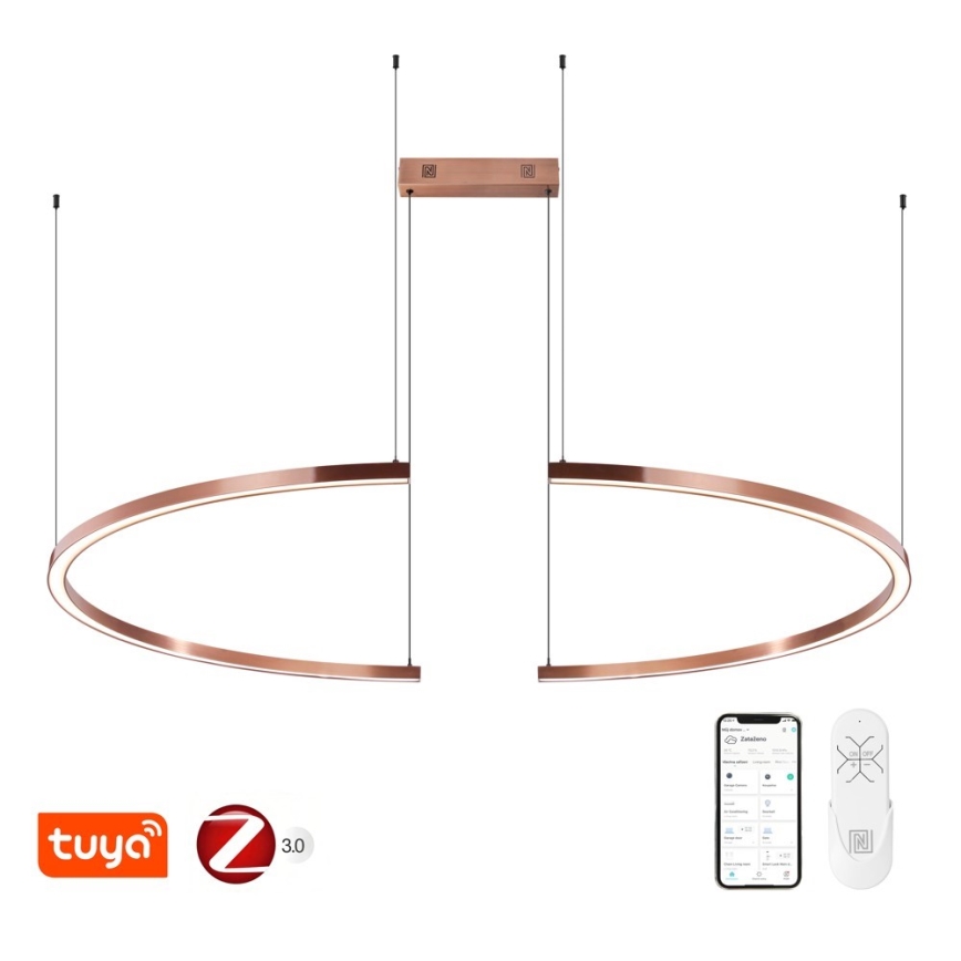 Immax NEO 07328L - FINO LED-dimmbare Pendelleuchte an Kabel LED/72W/230V 120 cm Roségold Tuya + Fernbedienung